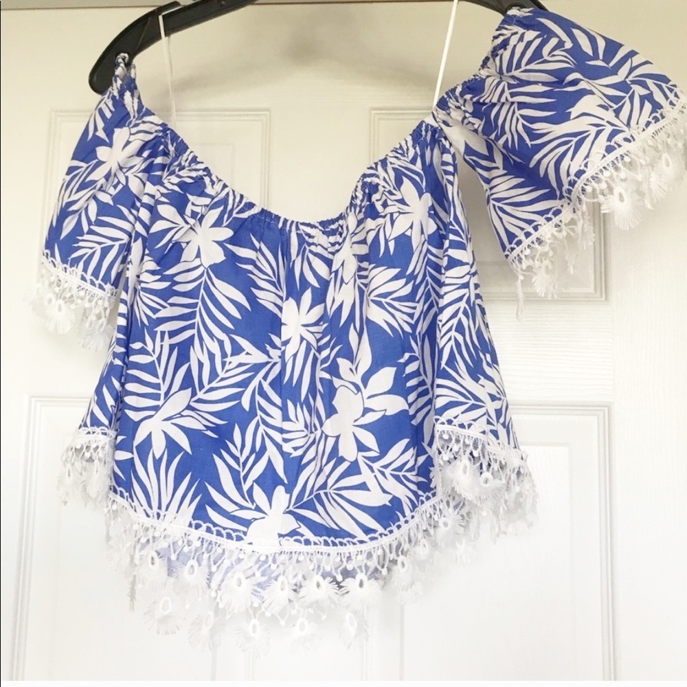 NWT A Peach Off the Shoulder Cotton Crop Top Sz M